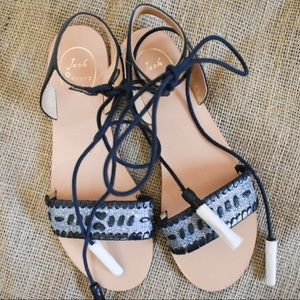Jack Rogers Tassel Ankle Wrap Sandals